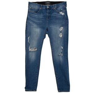 Torrid Sky High Skinny Jeans Size 16R Distressed Denim Premium Womens Blue Denim